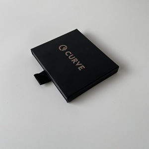 Curve Metal Card Case <b>Black</b> Rigid <b>Box</b> With Handle Gift Packaging High End Craft - Product Image 2
