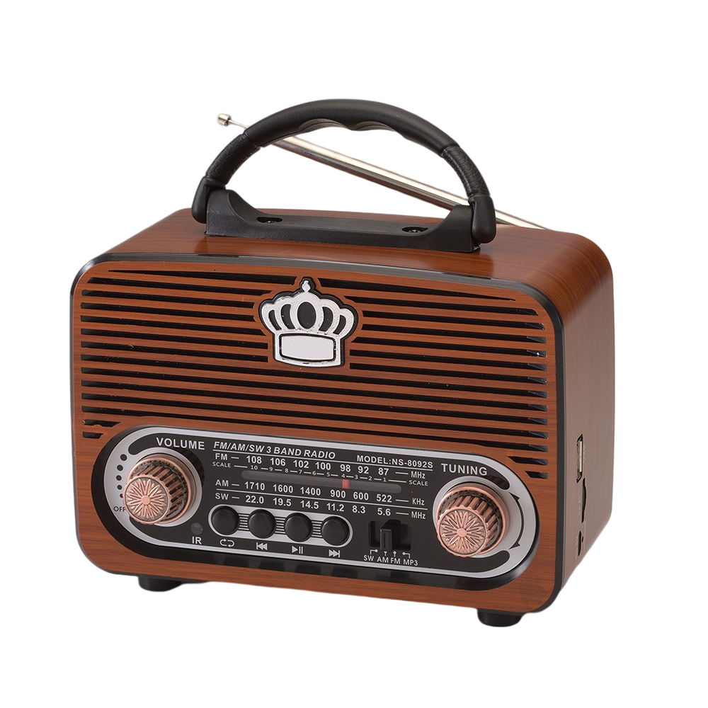 Высокого качества в стиле ретро портативные радиостанции изготовления деревянных AM FM ЕО 3 ремешка в винтажном стиле радио с BT NS-8092BT