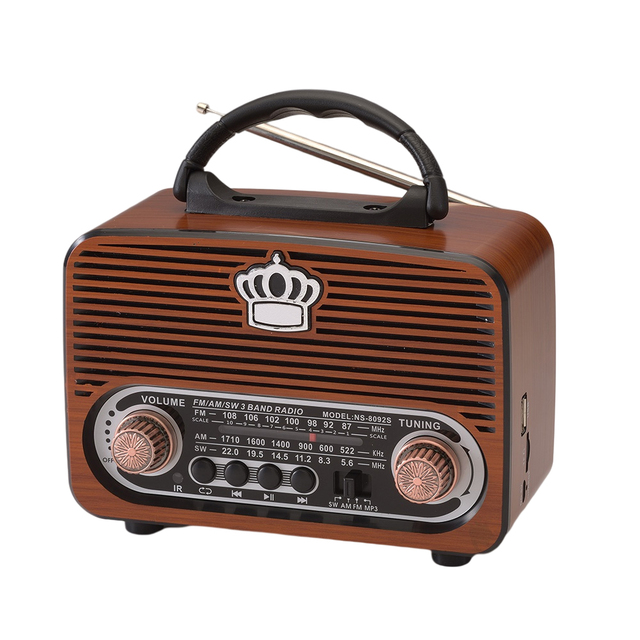 High Quality Retro Style Portable Radio Manufacturing Wooden AM FM SW 3 Band Vintage Radio with BT NS-8092BT