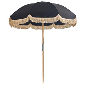 Parapluie de plage de luxe en <span class=keywords><strong>bois</strong></span> avec franges, hauts pompons, accessoire d'extérieur, de fabrication, à la mode, 2022, offre spéciale - Product Image 4