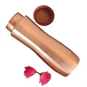 <b>Brushed</b> Finish Copper Large Capacity Eco-Friendly Water <b>Bottle</b> Smooth Curved Design Leakproof Handcrafted Reusable Ayurvedic - Product Image 1