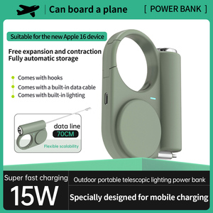 Nhà Máy Bán buôn 5000mAh bên ngoài pin 15 Wát sạc nhanh Led đèn pin được xây dựng trong có thể thu vào Cáp 2in1 mini ngân hàng điện - Product Image 4