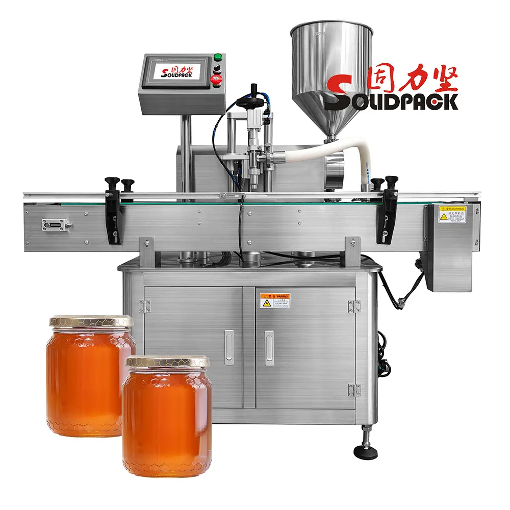 Solid pack kleine voll Servo kolben Glas Glas Verarbeitung automatische Füllung Obst Marmelade Honigs auce dicke Paste Maschine