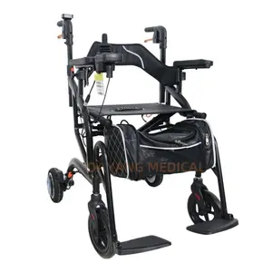 접이식 알루미늄 경량 세 케어 이동성 보행 보조 휠체어 성인 노인 전기 보행기 좌석이있는 롤러