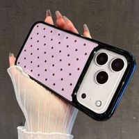 Coque de téléphone antichoc brillante à motif étoiles roses tendance INS avec bordure noire pour iPhone 17 Pro Max 16 15 14 13