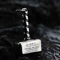 Pendentif unisexe vintage européen et américain en acier inoxydable avec chaîne en bambou, accessoire personnalisé Marteau de Thor Viking