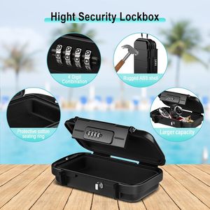Portable Safe <b>Box</b>, Combination Security Case LockBox with Code, Waterproof Anti-Theft Mini Travel Safe <b>Box</b> with Removable Chain - Product Image 2