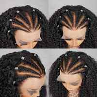 Perruques courtes bouclées crépues tressées 13x6, en cheveux humains bruns vietnamiens bruts, avec dentelle frontale HD sans colle, pour femmes noires