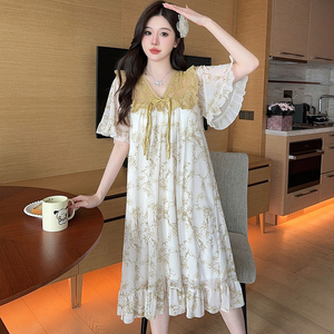 Haute qualité <span class=keywords><strong>jolie</strong></span> été chemise de nuit femmes pyjamas pantalons vêtements de nuit ensemble court <span class=keywords><strong>nuisette</strong></span> maille <span class=keywords><strong>nuisette</strong></span> vêtements de nuit femme chemise de nuit - Product Image 5