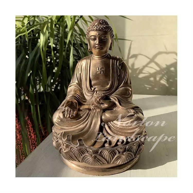 Estátua de buda para meditação, decoração moderna para casa, metal esculpido, de bronze