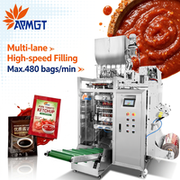 Machine d'emballage multivoie automatique avec mélangeur pour pâte de tomate, arachide et ketchup, sachets 8g 10g