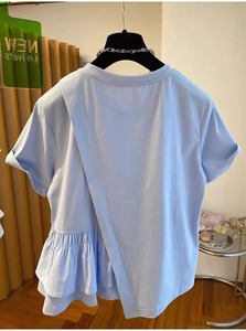 Camicia da <span class=keywords><strong>donna</strong></span> slim fit a maniche corte con design irregolare e vita accentuata, nuova <span class=keywords><strong>collezione</strong></span> estiva 2026, all'ingrosso per boutique - Product Image 3