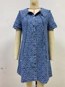 Abito Mini in Denim <span class=keywords><strong>Leopardato</strong></span> da Donna 2026, <span class=keywords><strong>Vestito</strong></span> Estivo a Maniche Corte in Jeans, Abito Babydoll con Colletto Blu Navy, <span class=keywords><strong>Vestito</strong></span> in Denim a Linea A - Product Image 5