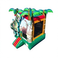 Château gonflable T-Rex de 13x14 pieds en PVC, facile à installer, pour enfants, idéal pour les fêtes d'anniversaire en plein air
