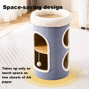 Tour pour chat en bois <span class=keywords><strong>de</strong></span> luxe durable avec condo moderne à 2 niveaux, griffoir en sisal, grand <span class=keywords><strong>arbre</strong></span> à chat, lit rafraîchissant en bambou - Product Image 5