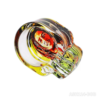 Cendrier en verre cristal transparent pour tabac, cigarettes et cigares, avec logo personnalisé, miroir à fumer, design squelette, portable, vente en gros