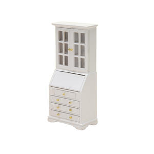 1:12 Mini échelle bibliothèque américaine bureau en bois massif Table intégrée étude européenne chambre casier armoire de rangement bricolage jouet Style - Product Image 6