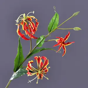 Искусственная пламенная Лилия Q288, высокое качество, Роскошная искусственная пламенная Лилия, свадебные декоративные цветы, искусственная лилия