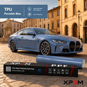XP3M Porcelain Blue OEM Gloss TPU Color PPF Car Wrap Vinyl 7.5 Mil Self Healing Anti Scratch Anti Yellowing Air Release Channel - Product Image 1