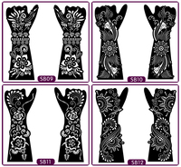 Prix le plus bas : Pochoirs de tatouage au henné pour l'art corporel, autocollants de tatouage au henné temporaires, pochoirs de tatouage réutilisables en gros