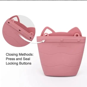 Sac <span class=keywords><strong>de</strong></span> rangement alimentaire réutilisable <span class=keywords><strong>de</strong></span> 13oz avec boutons <span class=keywords><strong>de</strong></span> verrouillage, pochette à collation en silicone Baby on the Go, passe au lave-vaisselle - Product Image 3