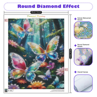 Chenistory Peinture Diamant Papillon, Tableau Mural, Peinture Diamant pour Adultes, Motif Animal, Diamants Ronds Complets, Décoration Murale Moderne
