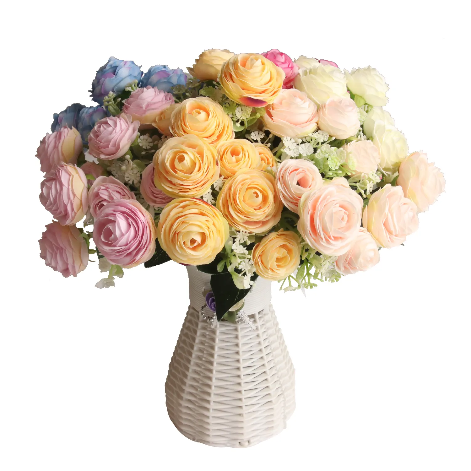 Nuovo tipo artificiale del fiore della camelia 7 testa Bianco Rosa del fiore di vendita calda <span class=keywords><strong>disposizione</strong></span> di mazzi di fiori per la Cerimonia Nuziale ed eventi decor