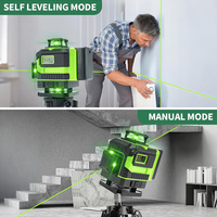 Niveau laser vert 4D 4x360 auto-nivelant industriel/DIY, 16 lignes, précision 1 mm, batterie au lithium, utilisation intérieure/extérieure