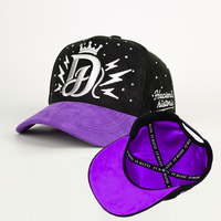 Casquettes de sport en strass personnalisées en gros, casquette de baseball en daim brodée à 5 panneaux pour l'extérieur avec logo personnalisé