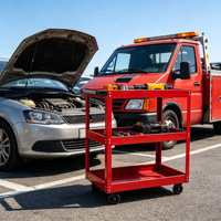Chariot à outils professionnel robuste rouge OEM avec 3 étagères épaisses et roues en caoutchouc verrouillables – Direct Usine