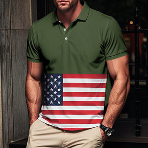 2025 verano hombres Casual para Polo para <span class=keywords><strong>Amazon</strong></span> bandera colorida creativa <span class=keywords><strong>3D</strong></span> media cremallera Camiseta 100% poliéster cuello vuelto - Product Image 2