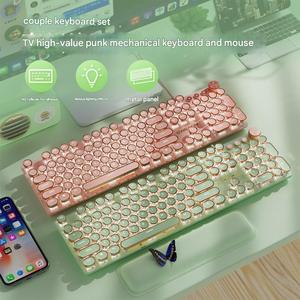 Teclas galvanizadas con luz blanca y verde Matcha, Panel de Metal, 87 teclas, Teclado mecánico para juegos con juego de ratón silencioso - Product Image 3