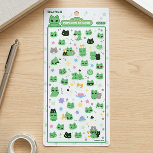 [Woeknya] Pegatinas 3D de Palomitas de Maíz, Material de PVC Impermeable Coreano, Hoja de Pegatinas Kawaii de Gato Alienígena para Diario, Agenda, Portátil, Teléfono - Product Image 3