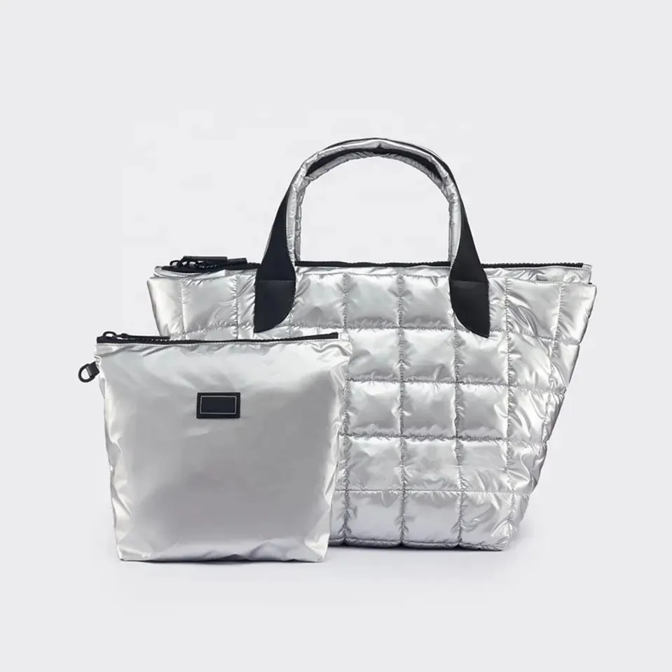 Hot Selling Square Stitching Hand Bags Popular Inner Ladies Handbags Fashion Silver Tote Bag Bags For Women