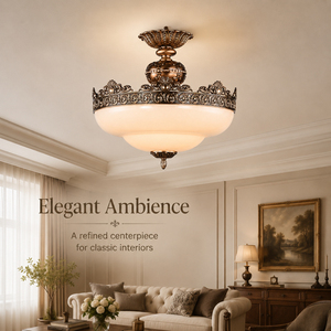 American Luxury Antique Bronze <b>Ceiling</b> <b>Light</b> Classic Flush Mount Lamp with Frosted Glass Shade for Living Room Bedroom Hallway - Product Image 3
