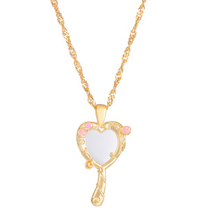 Venta al por mayor moda espejo mágico corazón <span class=keywords><strong>collar</strong></span> foto marco aleación <span class=keywords><strong>de</strong></span> zinc <span class=keywords><strong>collar</strong></span> linda chica moda <span class=keywords><strong>Collar</strong></span> cadena - Product Image 5