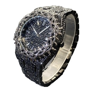 Montre pour homme de grande taille, unique et personnalisée, avec mouvement à quartz, cadran à aiguilles, design à motif d'épines, zircon incrusté, vert, entièrement sertie de diamants, style hip-hop - Product Image 5