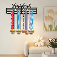 Support de trophée en métal avec lettres noires découpées au laser personnalisées, support de médaille sportive en métal, présentoir