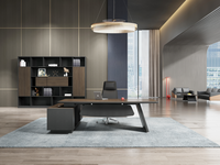 Bureau de direction moderne de luxe en forme de L avec table d'appoint Nouveau modèle de bureau et table de direction en bois massif