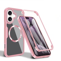 Coque magnétique 360° intégrale transparente avant et arrière pour iPhone 16 15 11 12 13 14 Pro Max, pare-chocs en silicone et acrylique antichoc 16E