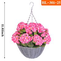Cesta Suspensa de Flores Artificiais para Decoração Externa de Pátio, Varanda, Jardim e Villa