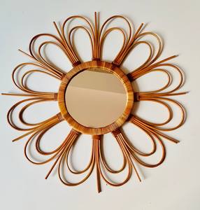 Miroir en rotin suspendu, miroir en rotin de couleur naturelle et noire, livraison rapide, nouveau Design créatif et au meilleur prix - Product Image 2