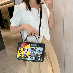 Bolso de hombro pequeño cuadrado de mano para mujer, estilo vintage, con bordado de parche geométrico y diseño de dibujos animados, para comercio exterior de nicho.94502 - Product Image 5