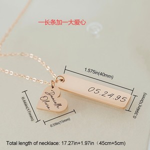 Collana Trendy in Acciaio Inox Oro e Oro Rosa con Ciondolo a Cuore Inciso, Regalo Personalizzato per Anniversario e <span class=keywords><strong>Migliori</strong></span> Amici - Product Image 4