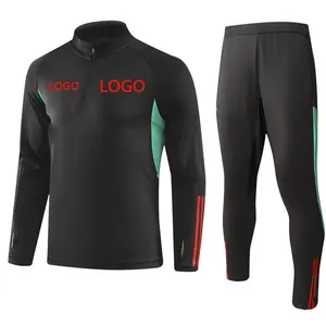 23-24 bóng đá Áo khoác tracksuits người đàn ông Câu lạc bộ bóng đá mặc đồng phục bóng đá biểu tượng tùy chỉnh Jersey bộ màu đen chạy thể thao