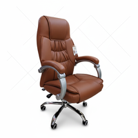 Chaise de bureau moderne en cuir PU à dossier haut, pivotante, avec accoudoirs fixes, réglable en hauteur/inclinable, pour visiteurs et réceptions