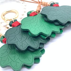 Nouveau style de breloque de sac en feuille de pamplemousse, pendentif porte-clés de voiture en cuir véritable, accessoires de luxe pour sacs - Product Image 2