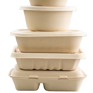 Dùng một lần phân hủy sinh học bã mía hộp đựng thức ăn trong màu sắc tự nhiên takeout Hộp Ăn Trưa - Product Image 2