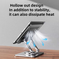 Aleación de Aluminio Personalizada OEM 360 °   Soporte Plegable Ajustable en Altura para Tablet, Laptop y Teléfono, con Diseño Hueco para Disipación de Calor