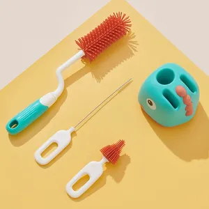 3pcs Zenidoo Silicone <b>Brush</b> <b>Bottles</b> 360 Degree Rotation Baby <b>Bottle</b> Pacifier Cleaning <b>Brush</b> Nipple Dropper Soft Bristles - Product Image 5